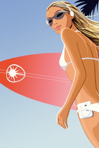 Surfer Girl iPhone Wallpaper