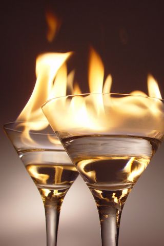 Flaming Martini iPhone Wallpaper