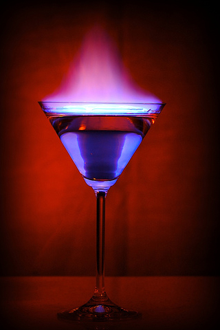 Flaming Martini iPhone Wallpaper