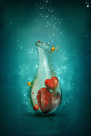 Bottle of Hearts iPhone Wallpaper