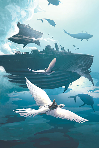 Flying Whale Fortress iPhone Wallpaper
