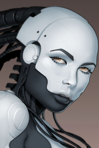 Cyborg Head iPhone Wallpaper