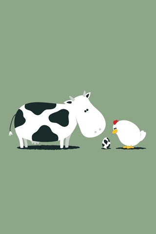 Cow + Chicken = Egg iPhone Wallpaper