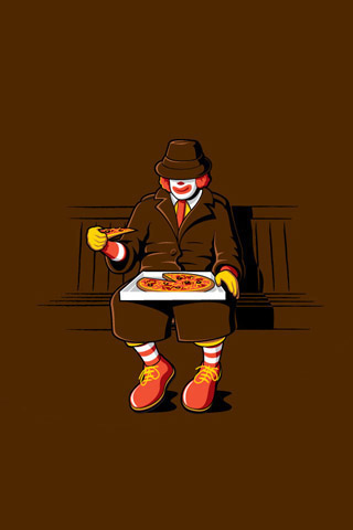 Ronald Mcdonald Eating Pizza iPhone Wallpaper