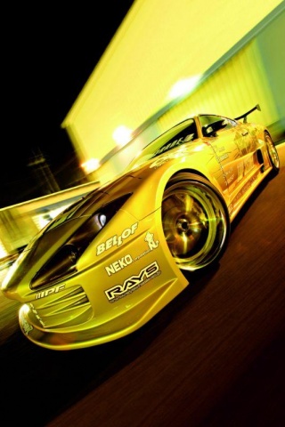 Yellow Race Car iPhone Wallpaper