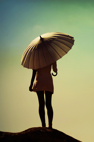 Lady + Umbrella iPhone Wallpaper