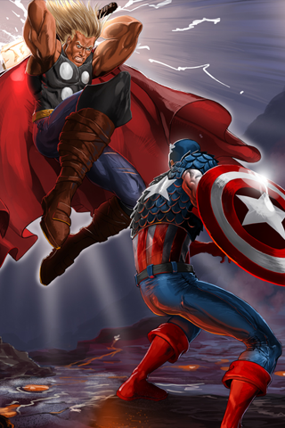 Thor vs Captain America iPhone Wallpaper